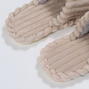 Verdusa Women's Fuzzy Bedroom Slippers Cozy Memory Foam House Slide Shoes Khaki CN36-37