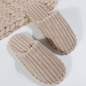 Verdusa Women's Fuzzy Bedroom Slippers Cozy Memory Foam House Slide Shoes Khaki CN36-37
