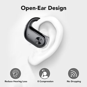FAMOO Open Ear Headphones, Bluetooth Headphones 5.3, 60H Playtime, True Open Ear Earbuds with Reducing Hearing Loss, Deep Bass, LED Display, IPX7 Waterproof, Wireless Earbuds for Meeting, Driving