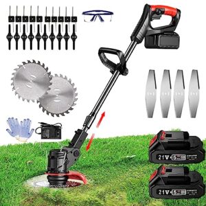 weed wacker battery powered 21v battery operated weed eater with 17 blade cordless weed trimmer for yard lawn and garden