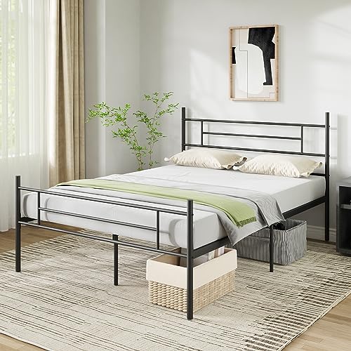 Novilla Metal Queen Bed Frame with Headboard and Footboard, 14 Inch Platform Bed Frame with Storage, Mattress Foundation No Box Spring Needed, Strong Metal Slats Support