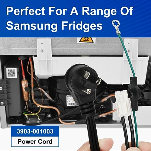 3903-0001003 Refrigerator Power Cord for Samsung&Kenmore,Replace 3903-000519 3903-000796 Fridge Power Cord etc,Compatible with RF28T5001SR RF27T5501SR RH29H8000SR RF28HMEDBSR etc, 1 Year Warranty