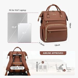 LOVEVOOK Laptop Backpack for Women Fashion Travel Backpack Purse PU Leather 15.6 Inch Computer Bag Large Teacher Nurse Bag for Work Business College