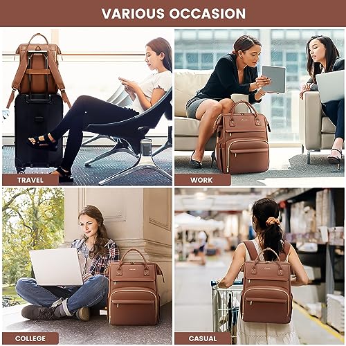 LOVEVOOK Laptop Backpack for Women Fashion Travel Backpack Purse PU Leather 15.6 Inch Computer Bag Large Teacher Nurse Bag for Work Business College