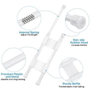 Worldity 4 Set Double Rv Refrigerator Bars, Adjustable Spring Tension Fridge Rod Extendable to 9.8-16.7inch, Non-Slip Rv Refrigerator Accessories, Small Tension Rod for Holding Food Drinks in Place