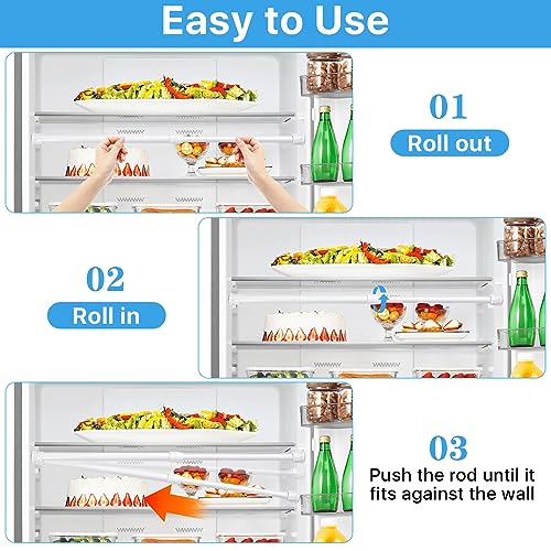 Worldity 4 Set Double Rv Refrigerator Bars, Adjustable Spring Tension Fridge Rod Extendable to 9.8-16.7inch, Non-Slip Rv Refrigerator Accessories, Small Tension Rod for Holding Food Drinks in Place