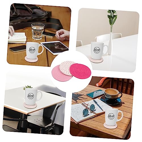 Circle Placemats 3pcs Pad Coaster Table Placemats Coffee Drink Woven Placemats Jute Rope Coaster Cup Round Dining Table Mats Cup Pad Handmade Dining Mat Dining Table