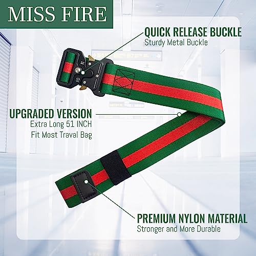Travel Belt for Luggage - Stylish & Adjustable Add a Bag Luggage Strap for Carry On Bag - Airport Travel Accessories for Women & Men (Red Green)