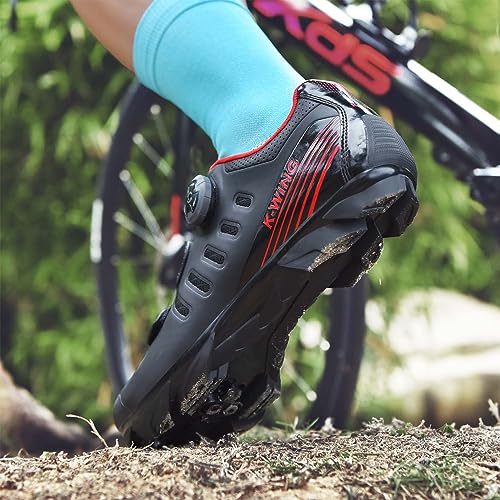 kushike Mens Women Mountain Bike Shoes with 2-Bolts SPD Cleats Included, MTB Cycling Shoes Indoor Outdoor Riding Biking, Spin Shoes Women, Peloton Compatible Shoes women-10-2106Bblack