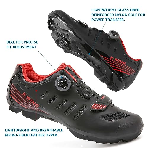 kushike Mens Women Mountain Bike Shoes with 2-Bolts SPD Cleats Included, MTB Cycling Shoes Indoor Outdoor Riding Biking, Spin Shoes Women, Peloton Compatible Shoes women-10-2106Bblack