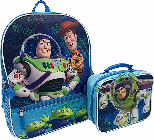 Fast Forward Kid's Licensed POP-OUT 16" Backpack With Lunch Box Combo Set (Toy Story)