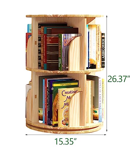 Lexza Bookshelf for Kids,2 Tier 360° Rotating Stackable Shelves Bookshelf Organizer, Standing Bookcase Storage Rack, Bookshelves for preschoolers' classrooms,Daycare,bedrooms,Nursery,playrooms.