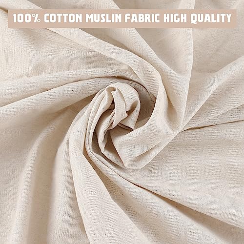 Muslin Fabric Medium Weight 100% Cotton Muslin Linen Fabric 63 inch x 5 Yards Textile Unbleached Natural Muslin Cotton Roll Fabric by Yard for Quilting Sewing DIY Apparel Cloth