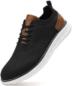 svnke men's casual dress oxfords shoes breathable knit leisure fashion sneakers lightweight comfortable walking shoes black 11