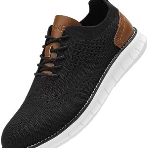 SVNKE Men's Casual Dress Oxfords Shoes Breathable Knit Leisure Fashion Sneakers Lightweight Comfortable Walking Shoes Black 11