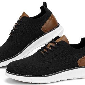 SVNKE Men's Casual Dress Oxfords Shoes Breathable Knit Leisure Fashion Sneakers Lightweight Comfortable Walking Shoes Black 11