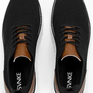 SVNKE Men's Casual Dress Oxfords Shoes Breathable Knit Leisure Fashion Sneakers Lightweight Comfortable Walking Shoes Black 11