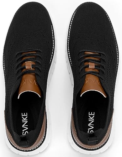 SVNKE Men's Casual Dress Oxfords Shoes Breathable Knit Leisure Fashion Sneakers Lightweight Comfortable Walking Shoes Black 11