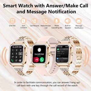 Small Smart Watch for Women with Diamonds (Answer/Make Call) - 1.57'' HD Screen Bluetooth Smartwatch for Android iOS, Waterproof Fitness Watch with Heart Rate/SpO2/Sleep/BP/AI Voice (Rose Gold)