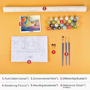 TUMOVO Paint by Numbers for Adults Beginner, Hummingbird Oil Painting for Adults Kids Paint by Number Watercolor Painting Kids Paint by Number Kits Romantic DIY Acrylic Painting Kits, 16"x20"