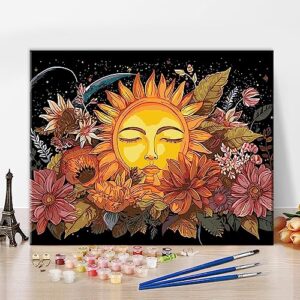 tishiron paint by numbers for adults kids sun adults diy paint by number oil paintings arts craft paint by numbers kits starry sky flowers acrylic painting home wall decor 16 x 20 inch