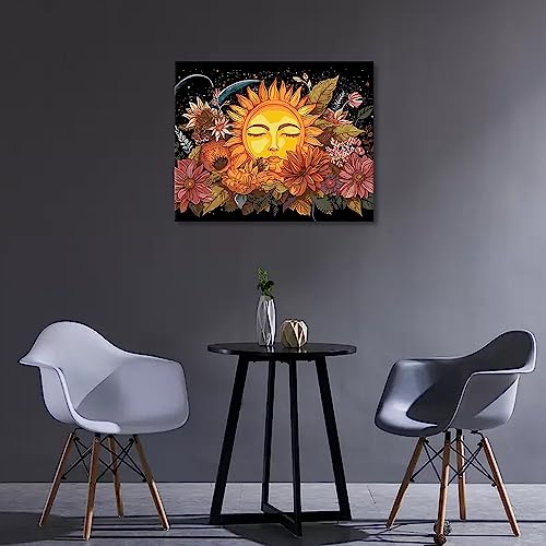 TISHIRON Paint by Numbers for Adults Kids Sun Adults DIY Paint by Number Oil Paintings Arts Craft Paint by Numbers Kits Starry Sky Flowers Acrylic Painting Home Wall Decor 16 x 20 Inch