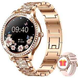 filiekeu smart watches women bluetooth calls 1.32"full touch screen lady watches ip68 waterproof fitness activity heart rate sleep monitor calories stainless steel women smart watches for android ios