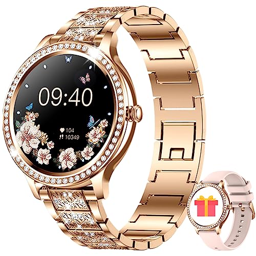 FILIEKEU Smart Watches Women Bluetooth Calls 1.32"Full Touch Screen Lady Watches IP68 Waterproof Fitness Activity Heart Rate Sleep Monitor Calories Stainless steel Women Smart Watches For Android IOS