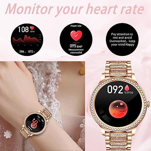 FILIEKEU Smart Watches Women Bluetooth Calls 1.32"Full Touch Screen Lady Watches IP68 Waterproof Fitness Activity Heart Rate Sleep Monitor Calories Stainless steel Women Smart Watches For Android IOS