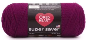 red heart super saver mulberry yarn - 1 pack of 7oz/198g - acrylic - 4 medium (worsted) - 364 yards - knitting/crochet