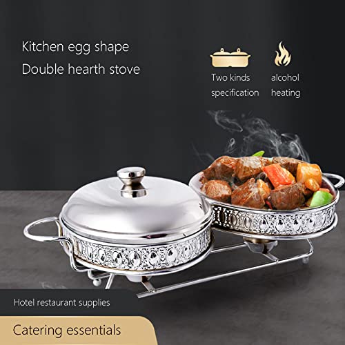 IGUATU Food Heater - Buffet Server and Heater, Burner to Keep Food Warm, Hot Pot Buffet Set with Toughened Glass Lid, Clear Lid Server Hot Pot Buffet Set,(Size:2L,Color:Silver)