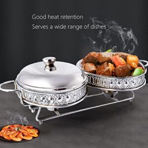 IGUATU Food Heater - Buffet Server and Heater, Burner to Keep Food Warm, Hot Pot Buffet Set with Toughened Glass Lid, Clear Lid Server Hot Pot Buffet Set,(Size:2L,Color:Silver)