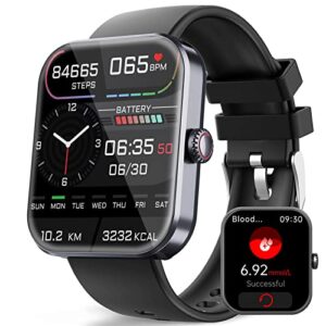 dovmewo blood glucose monitoring smart watch, 1.9" non invasive blood sugar smart watch fitness smart watch, painless blood glucose testing bluetooth fashionable sports watch, 2023 upgrade (black)