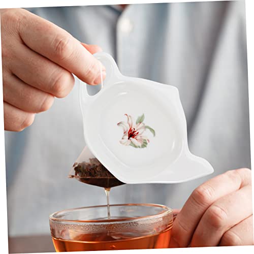 Healeved 2pcs Tea Bag Saucer China Tea Set Condiment Tray Platter Tray Ceramic Teabag Tray Tea Sachet Holder Porcelain Spoon Rest Tea Bag Holders Tea Coasters Trays Small Teabag Coasters