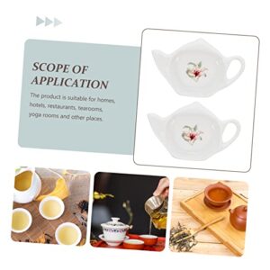 Healeved 2pcs Tea Bag Saucer China Tea Set Condiment Tray Platter Tray Ceramic Teabag Tray Tea Sachet Holder Porcelain Spoon Rest Tea Bag Holders Tea Coasters Trays Small Teabag Coasters