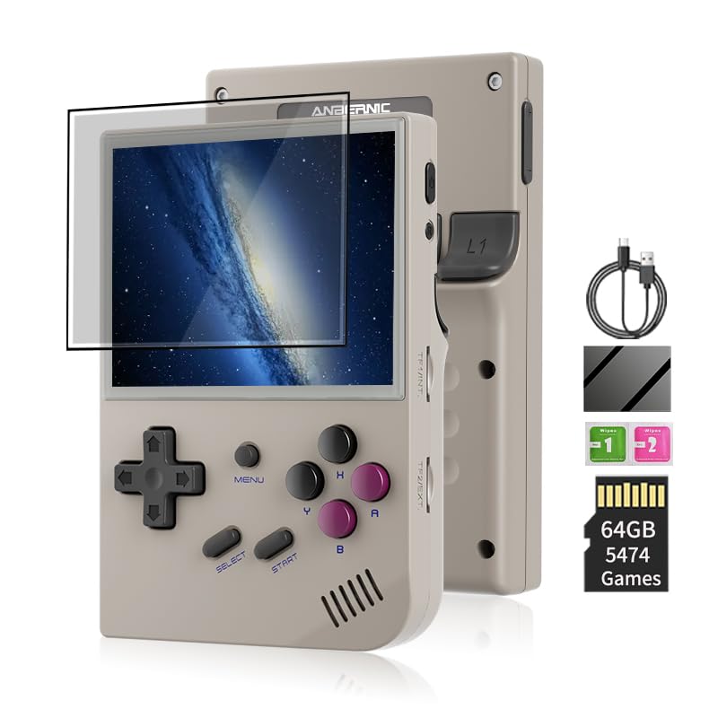 RG35XX Mini Retro Handheld Game Console Linux System 3.5-inch IPS 640*480 Screen Cortex-A9 Portable Pocket Video Player 64G Built-in 5474 Games 2600mAh Battery (RG35XX-Grey)