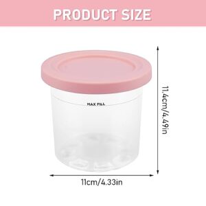 4pcs Ice Cream Containers,Freezer Storage Ice Cream Pint Containers with Silicone Lids and Spoon,Compatible with Nin-ja Nc299amz Nc300s Nc301 Series,for Homemade IceCream(yellow, green, pink, blue)