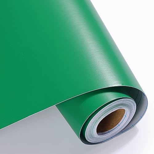 Fixwal 17.3" x 335" Green Peel and Stick Wallpaper, Contact Paper for Cabinets, PVC Removable Wallpaper Green Textured Wall Covering for Desk Drawer Shelf Liner