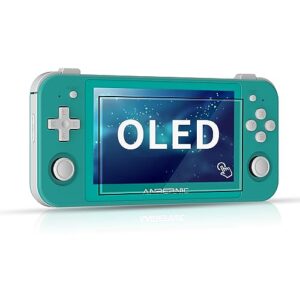 rg505 retro handheld game console 4.95 inch oled touch screen android 12 unisoc tiger t618 64-bit video player built-in hall joyctick support ota update 128g card 4000+ games (dxr-rg505-turquoise)