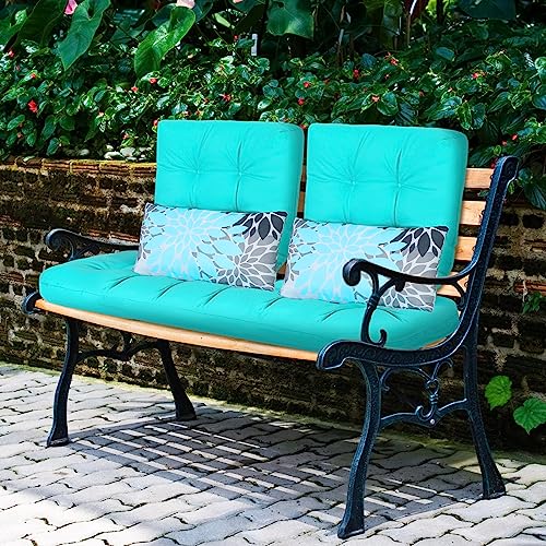 Tradder 5 Pcs Outdoor Chair Cushions Outdoor Patio Loveseat Cushions Group Bench Patio Furniture Cushions Swing 2 U Shape Seat Cushions 2 Lumbar Pillows for Indoor Outdoor Furniture (Tufted Pattern)