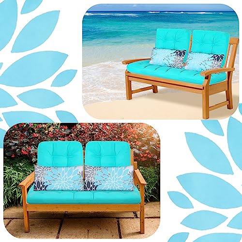 Tradder 5 Pcs Outdoor Chair Cushions Outdoor Patio Loveseat Cushions Group Bench Patio Furniture Cushions Swing 2 U Shape Seat Cushions 2 Lumbar Pillows for Indoor Outdoor Furniture (Tufted Pattern)