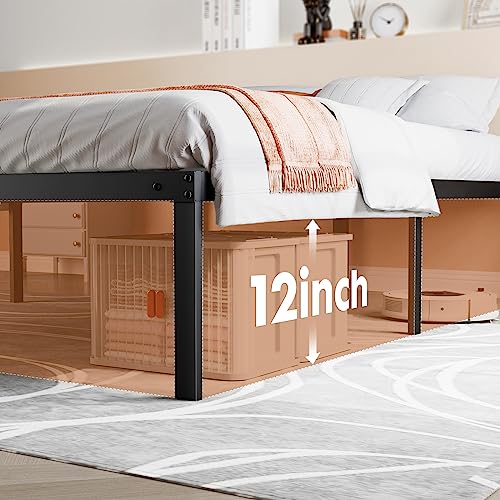 Sweetcrispy Twin Bed Frame - Heavy Duty Metal Platform Bed Frames Twin Size with Storage Space Under Frame, 14 Inches, Sturdy Steel Slat Support, No Box Spring Needed