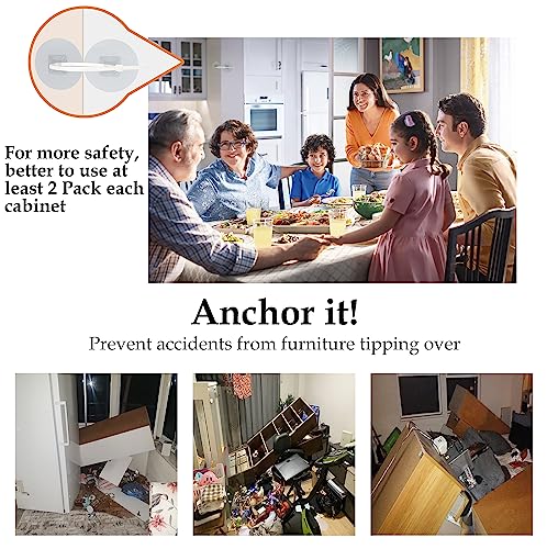 Furniture Anchors (30 Pack) No Drill Upgraded Furniture Straps for Baby Proofing, Self-Adhesive Secure 168 Pound Furniture Prevent Falling Anti Tip Earthquake Straps for Child Safety