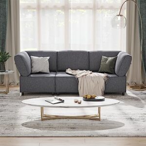 Oversized Sectional Sofa, Modular Sectional Sofa U Shaped Couch Sleeper Sofa,Deep Seat Sofa with Chaise, Modern Linen Fabric Sectional Couches for Living Room,Overstuffed Sofa for Big People Grey