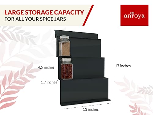 ANROYA - Spice Organizer Set - Spice Drawer Organizer with 4 Spice Racks - Modern Seasoning Organizer - Kitchen Spice Cabinet Drawer Storage