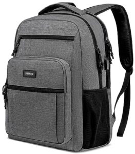 libened backpack for women men, school backpack for teen, laptop mochila with usb charging port, 15.6 inch waterproof backpack for business, college and travel, grey