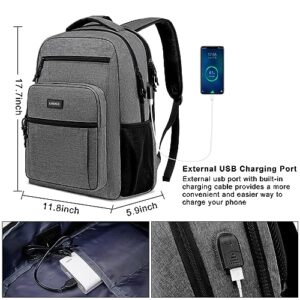 LIBENED Backpack for Women Men, School Backpack for Teen, Laptop Mochila with USB Charging Port, 15.6 Inch Waterproof Backpack for Business, College and Travel, Grey