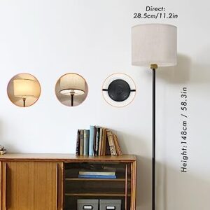 Floor lamp for living Room Works with Alexa & Google, White Linen Lamp Shade LED Bright Tall Standing Smart Floor Lamp with Remote for Bedroom Office, Modern Color Changing Dimmable WiFi Room Light.