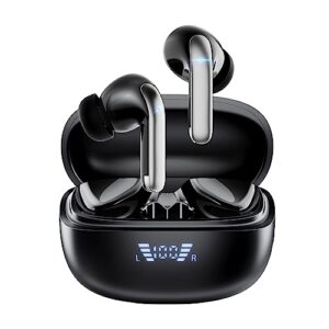 wireless earbuds, bluetooth 5.3 headphones 40h playtime with 4 enc noise-cancelling mic, led digital display charging case, deep bass ipx7 waterproof earphones stereo headset for android ios black