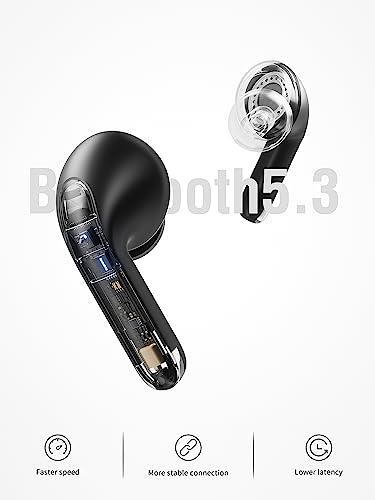 Wireless Earbuds, Bluetooth 5.3 Headphones 40H Playtime with 4 ENC Noise-Cancelling Mic, LED Digital Display Charging Case, Deep Bass IPX7 Waterproof Earphones Stereo Headset for Android iOS Black